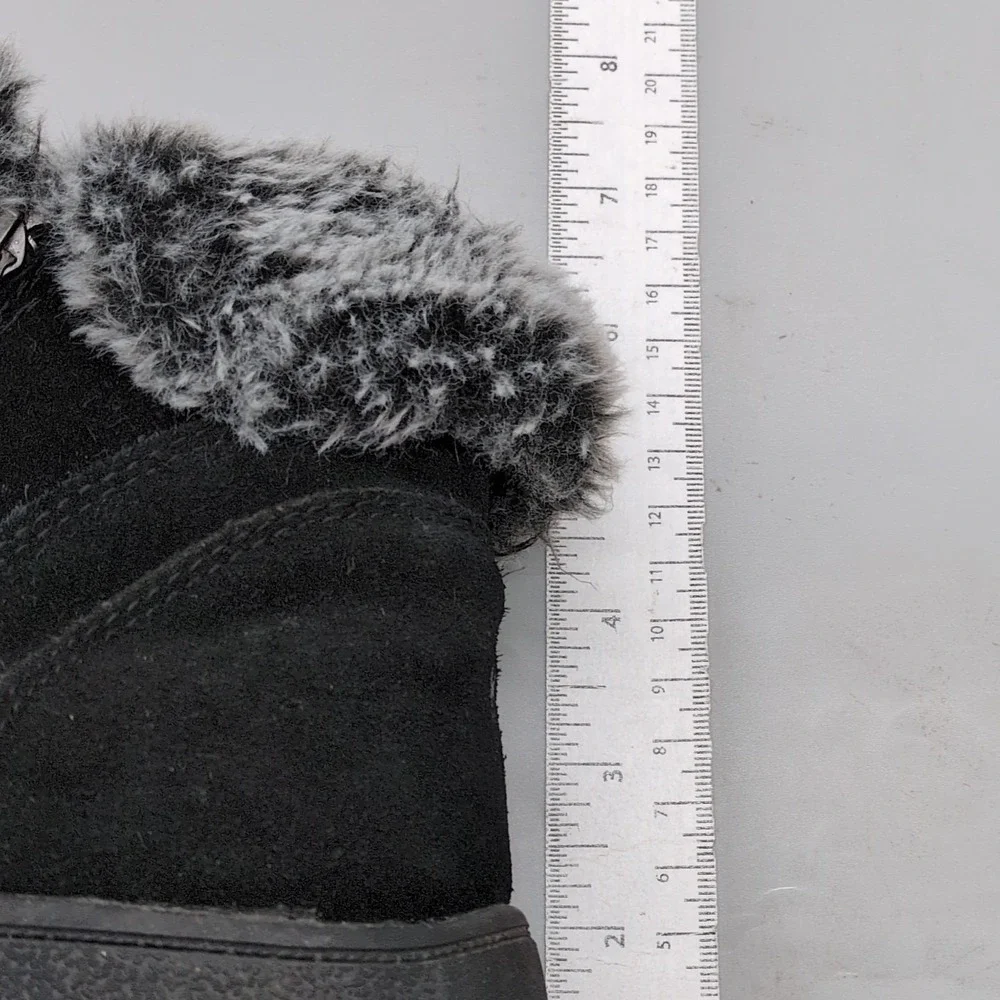 Khombu‎ Shoes Womens Jessica Black 9 Suede Winter Ankle Boots Fur Trim Dual Zip
